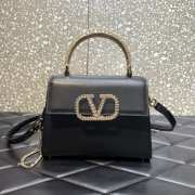 Valentino Small Vsling calfskin handbag black with jewel handle 22x17x9cm - 1