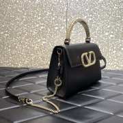 Valentino Small Vsling calfskin handbag black with jewel handle 22x17x9cm - 2