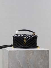 YSL College Mini Chain Bag Black In Shiny Crackled Leather 20x13x3cm - 1