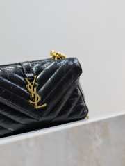 YSL College Mini Chain Bag Black In Shiny Crackled Leather 20x13x3cm - 6