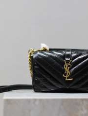 YSL College Mini Chain Bag Black In Shiny Crackled Leather 20x13x3cm - 5