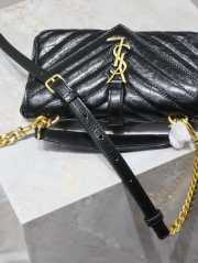 YSL College Mini Chain Bag Black In Shiny Crackled Leather 20x13x3cm - 2