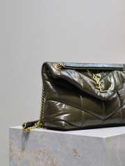 YSL Lambskin Quilted Loulou Puffer Monogram Green 29x17x11cm - 5