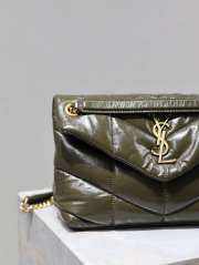 YSL Lambskin Quilted Loulou Puffer Monogram Green 29x17x11cm - 4