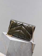 YSL Lambskin Quilted Loulou Puffer Monogram Green 29x17x11cm - 2