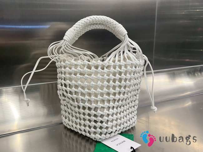 Bottega Veneta Intrecciato Leather Macrame Tote Bag White 20x20x23cm - 1