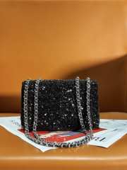 Chanel Flap Bag Shaded Sequins & Gold-tone Black 20cm - 5