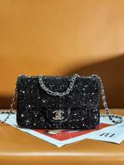 Chanel Flap Bag Shaded Sequins & Gold-tone Black 20cm - 3