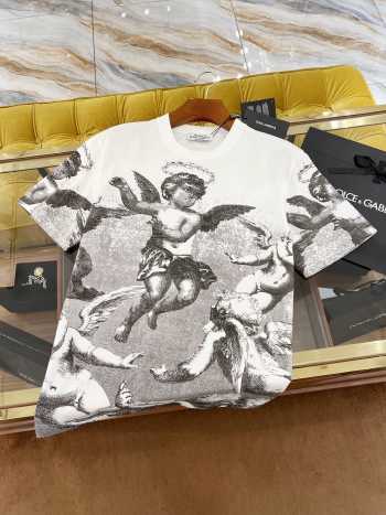 Dolce & Gabbana Blanco short-sleeved Jersey T-shirt with angel print