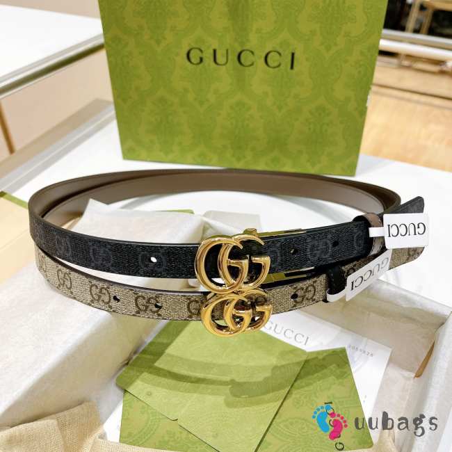 Gucci Spreme Belt With Light Gold Bucklet 2cm - 1