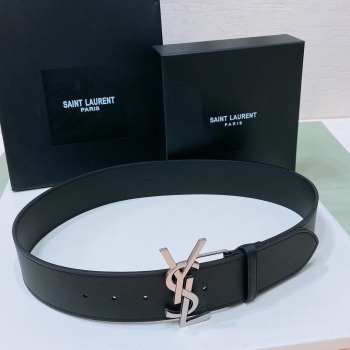 YSL belt with smooth strap black and silver buckle 5cm