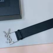 YSL belt with smooth strap black and silver buckle 5cm - 6