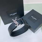 YSL belt with smooth strap black and silver buckle 5cm - 3