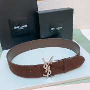 YSL belt with suede strap burgundy and silver buckle 5cm - 1