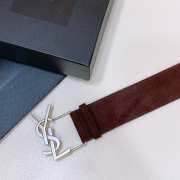 YSL belt with suede strap burgundy and silver buckle 5cm - 5