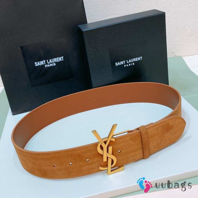 YSL belt with suede strap brown and gold buckle 5cm - 1