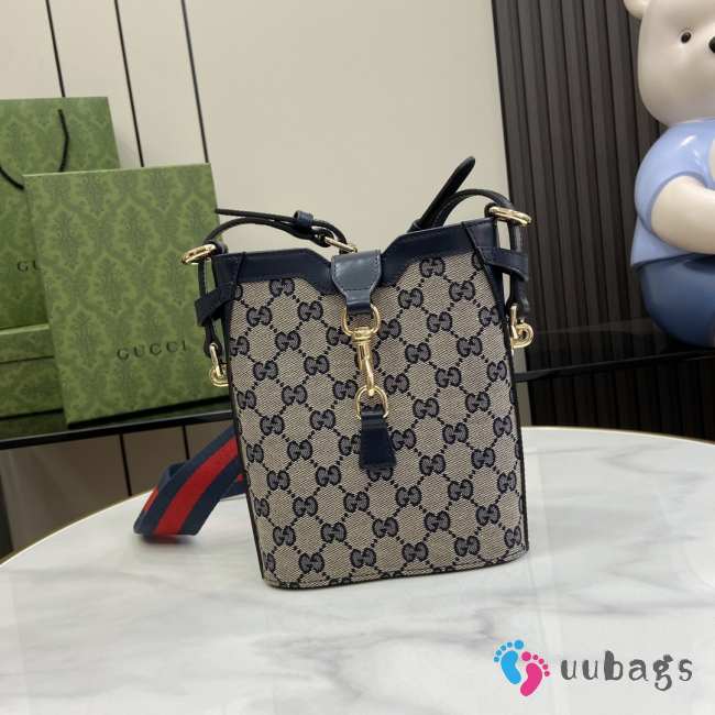 Gucci bucket bag with GG canvas bag in blue 16x19.5x5.5cm - 1