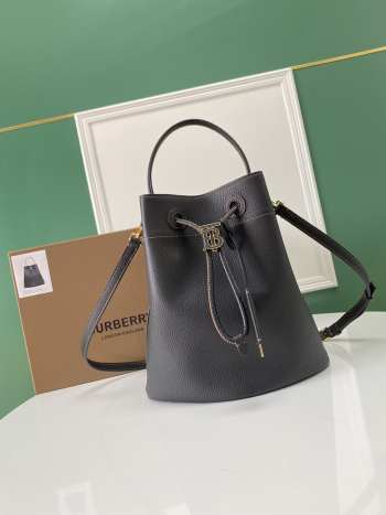 Burberry Black Mini TB Bucket Bag 16x26x26cm