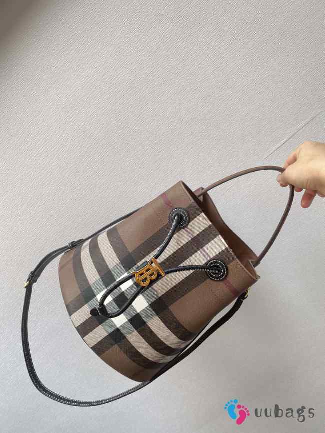 Burberry Brown Beige Mini TB Bucket Bag 16x26x26cm - 1