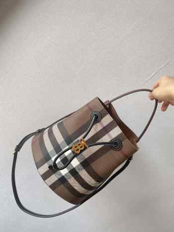 Burberry Brown Beige Mini TB Bucket Bag 16x26x26cm