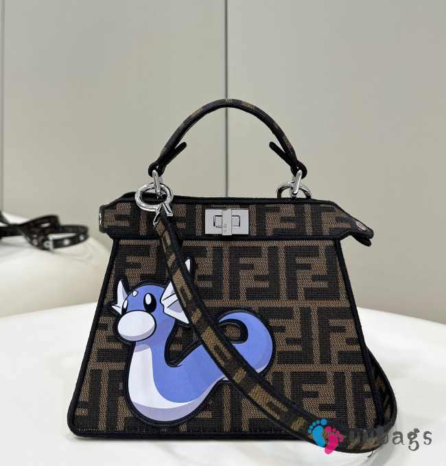 Fendi x Frgmt x Pokemon Peekaboo ISeeU Petite brown FF fabric bag 20x11x15cm - 1