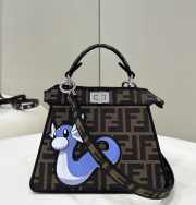 Fendi x Frgmt x Pokemon Peekaboo ISeeU Petite brown FF fabric bag 20x11x15cm - 1