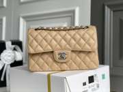 Chanel flap bag caviar leather in beige with silver hardware 23x14.5x6cm - 4