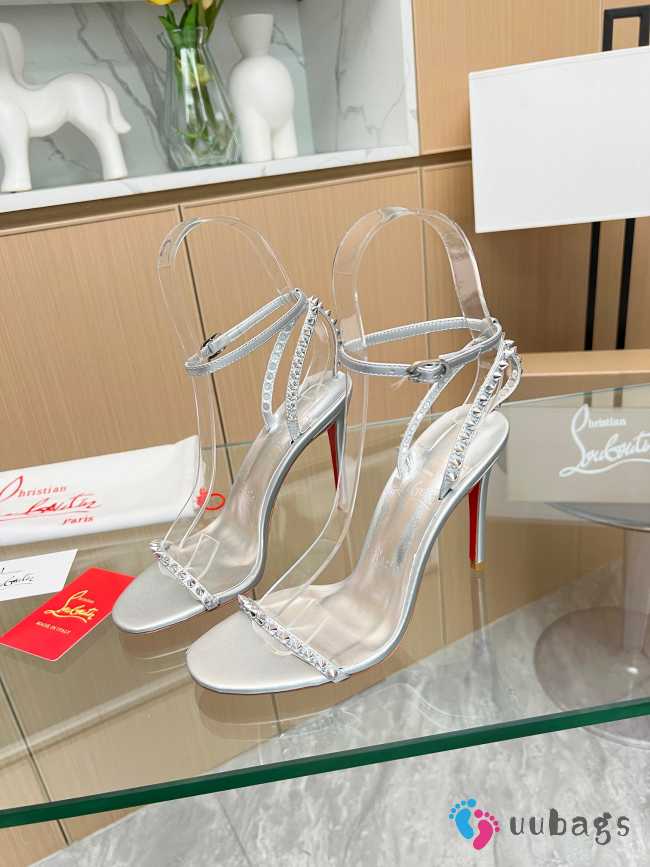 Christian Louboutin So Me 100mm sandal heels leather in silver - 1