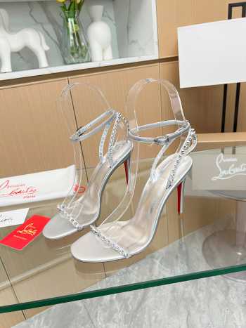 Christian Louboutin So Me 100mm sandal heels leather in silver