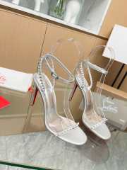 Christian Louboutin So Me 100mm sandal heels leather in silver - 4