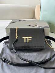 Tom Ford  Bag embossed with TF logo in black crocodile leather 16x10x4cm - 2