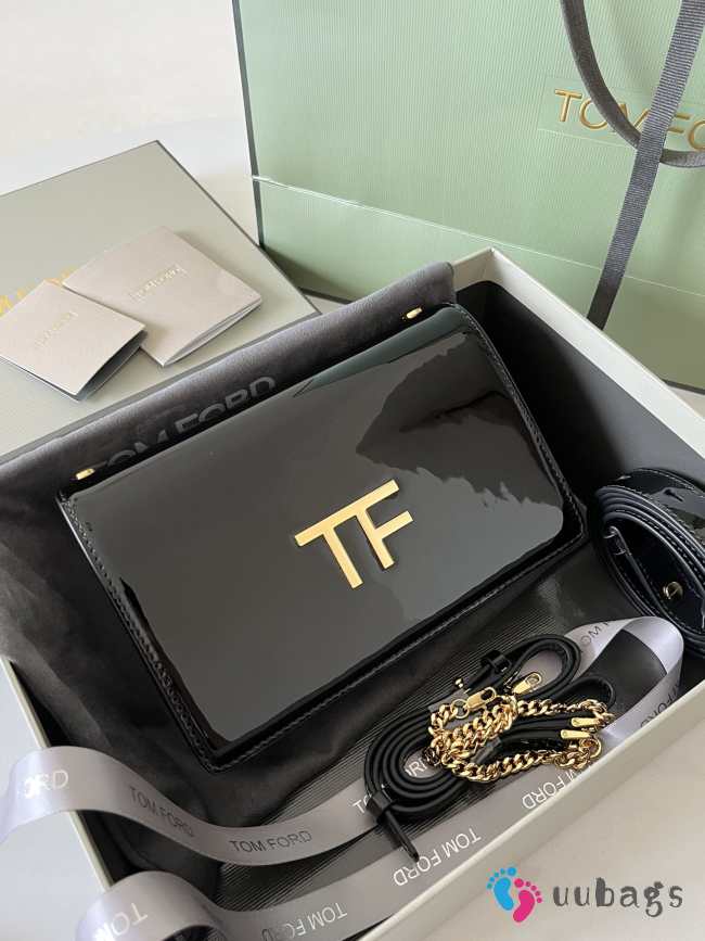 Tom Ford Bag embossed with TF logo in black patent leather 16x10x4cm - 1