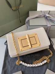 Tom Ford White Leather Natalia Wristlet Clutch Bag 21.5x11.5x8cm - 1