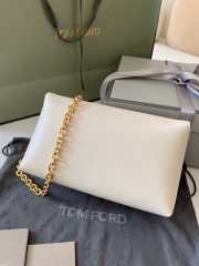 Tom Ford White Leather Natalia Wristlet Clutch Bag 21.5x11.5x8cm - 4