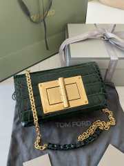 Tom Ford Natalia Python Stamped Crocodile Leather Bag Green 21.5x11.5x8cm - 6