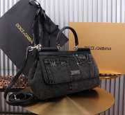 Dolce & Gabbana large Sicily bag in calfskin and patchwork denim 29x18x12cm - 3