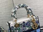 Dior D-lite Bag White Multicolor Flowers Constellation Embroidery 24x20x11cm - 2