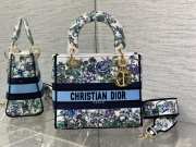 Dior D-lite Bag White Multicolor Flowers Constellation Embroidery 24x20x11cm - 5