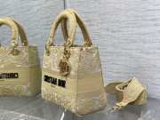 Dior D-lite Bag With Embroidered In Light Yellow 24x20x11cm - 4