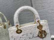 Dior D-lite Bag With Embroidered In White 24x20x11cm - 6