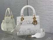 Dior D-lite Bag With Embroidered In White 24x20x11cm - 5