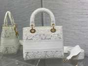 Dior D-lite Bag With Embroidered In White 24x20x11cm - 3