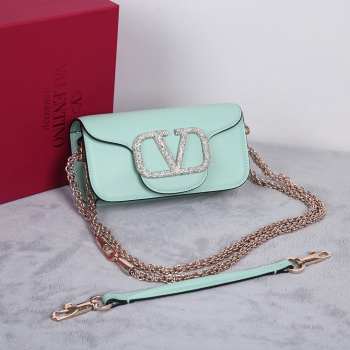 Valentino Garavani Locò small shoulder bag in morning dew calfskin 20x11x5cm