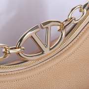 Valentino Garavani VLogo Moon hobo bag cappuccino in grainy calfskin with chain 35x26x13cm - 5