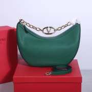 Valentino Garavani VLogo Moon hobo bag green in grainy calfskin with chain 35x26x13cm - 1