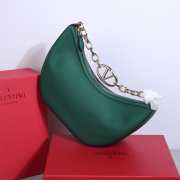 Valentino Garavani VLogo Moon hobo bag green in grainy calfskin with chain 35x26x13cm - 3