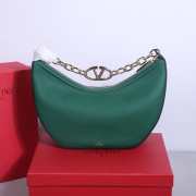 Valentino Garavani VLogo Moon hobo bag green in grainy calfskin with chain 35x26x13cm - 5