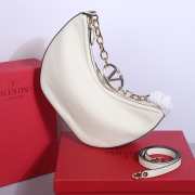 Valentino Garavani VLogo Moon hobo bag white in grainy calfskin with chain 35x26x13cm - 2