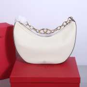 Valentino Garavani VLogo Moon hobo bag white in grainy calfskin with chain 35x26x13cm - 4