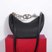 Valentino Garavani VLogo Moon hobo bag black in grainy calfskin with chain 35x26x13cm - 1